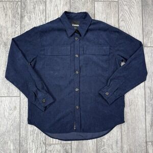 RSQ Blue‎ Corduroy Button Down Long Sleeve 100% Polyester Shirt Size Medium